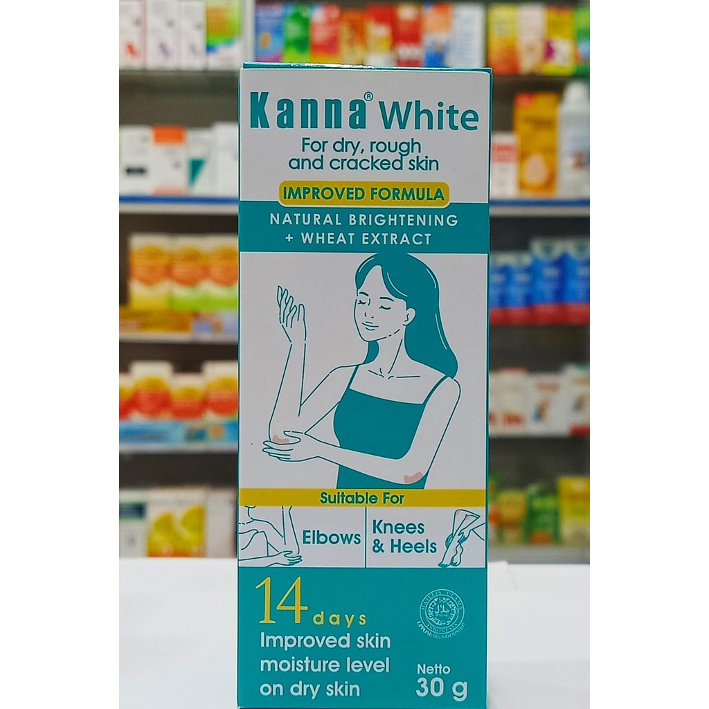 Kanna White Krim 30 gr Untuk Kulit Kering, Kasar, dan Pecah Pecah Serta Mencerahkan Siku dan Lutut