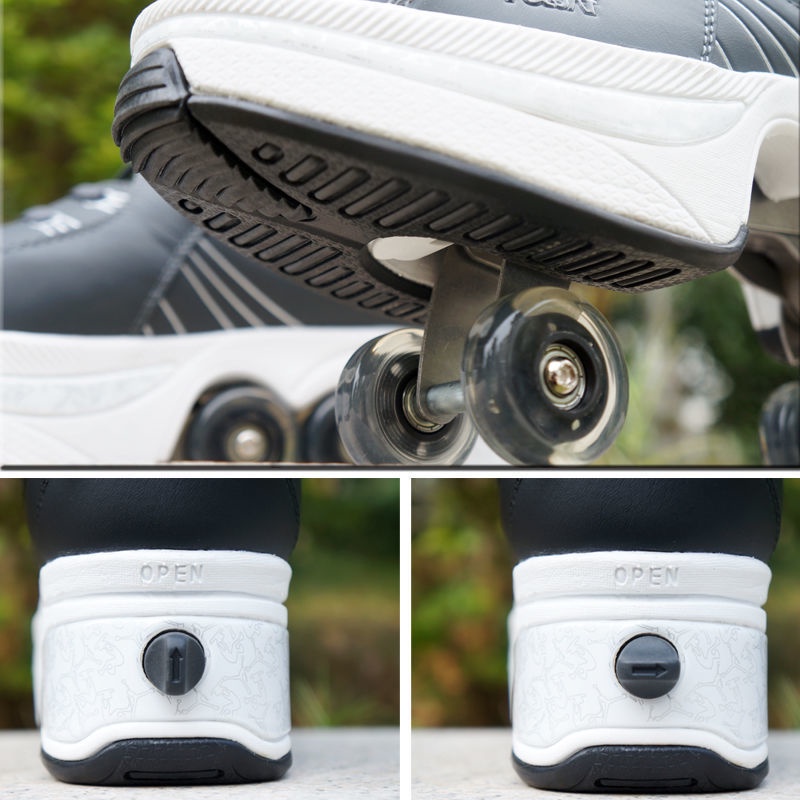 Sepatu Roda 4 Roller Skates Sneaker PU Leather Fashion Shoes Dewasa Anak Premium Berkualitas