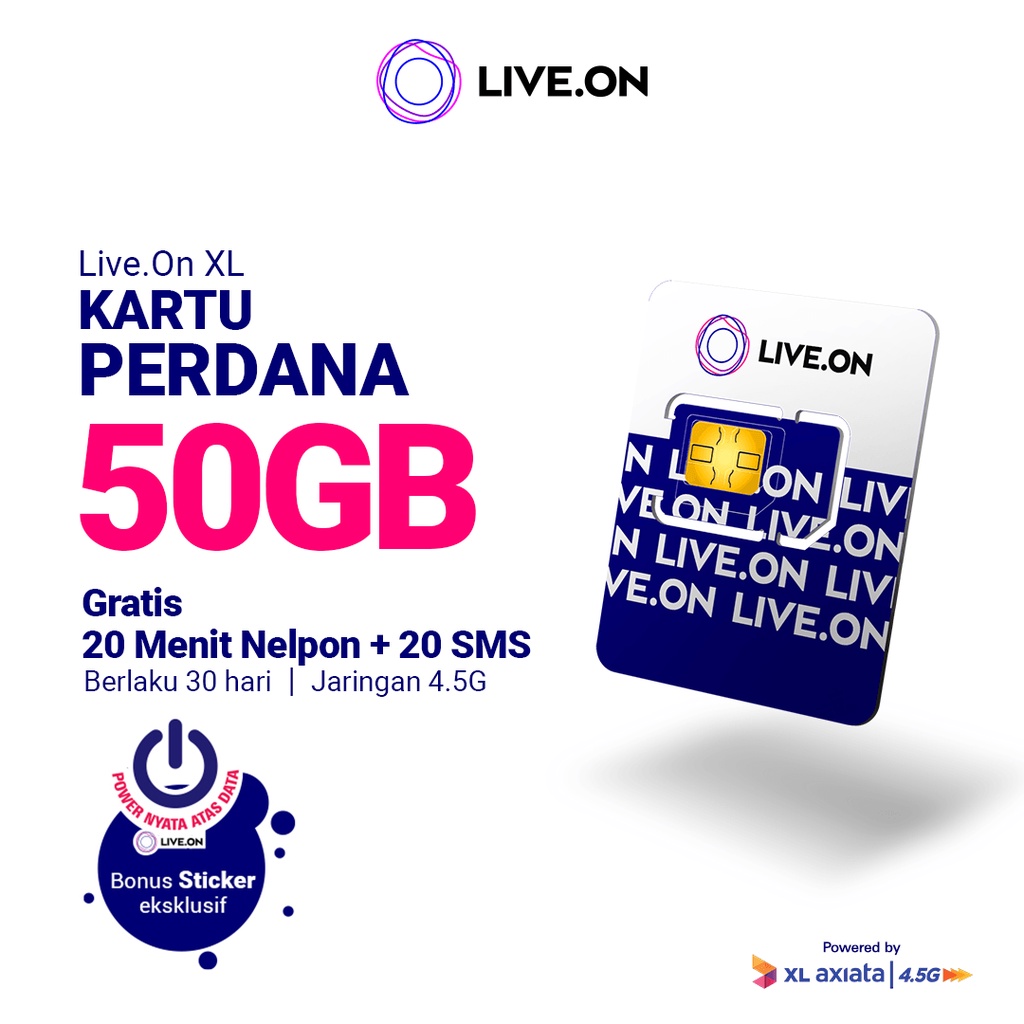 Kartu Perdana Live.On 50GB + Sticker I