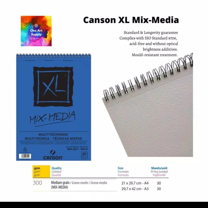 

Cantik Canson Xl Mix Media A4 - 30 Sheets Trendi