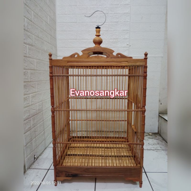 KANDANG/SANGKAR BURUNG KOTAK NO 1 KAYU JATI MODEL JEMBATAN