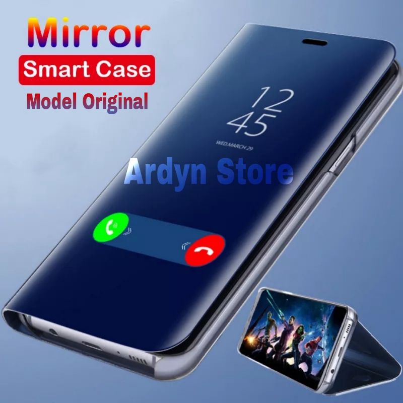 Flip Case Mirror Samsung J3 Pro / J5 Pro / J4 / J4 Plus / J6 / J6 Plus / J7 Duo Case Flip Crum Stand