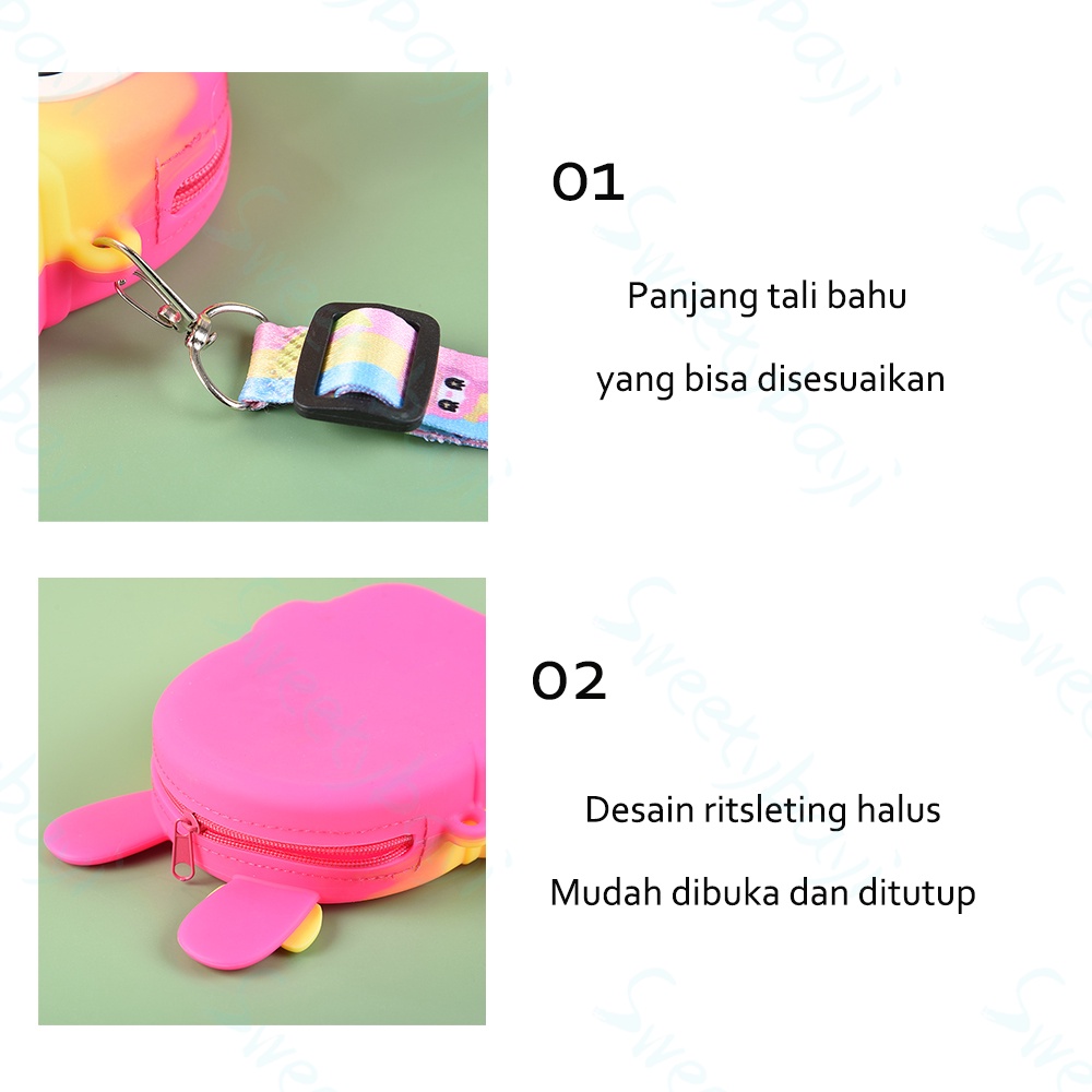 SweetyBayi Tas slempang Pop it anak perempuan mini Sensory karakter anak kelinci Tas pop it anak fashion