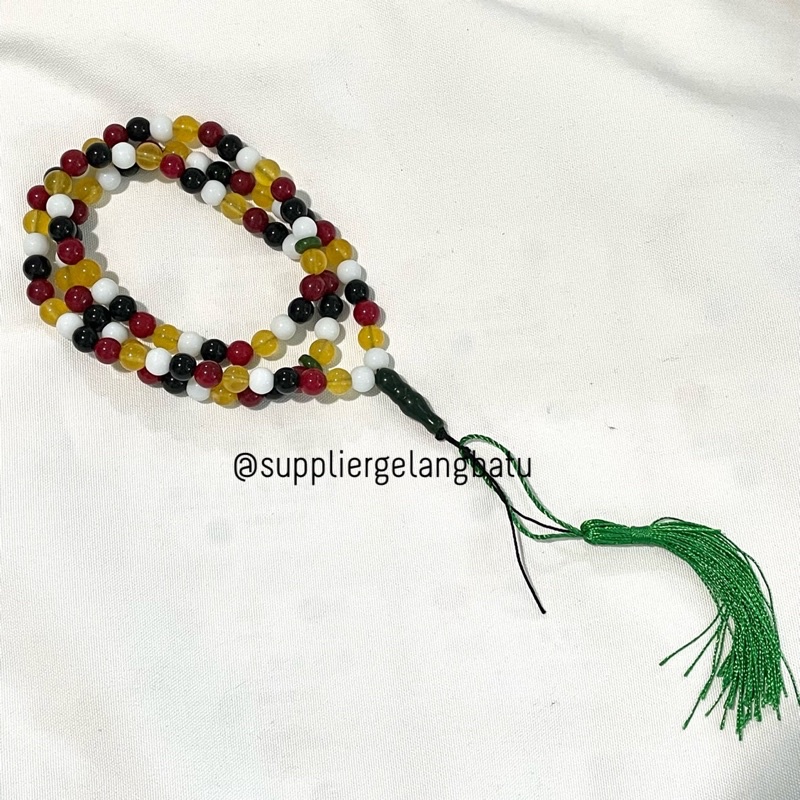 Tasbih black jade giok onyx red marjan yellow carnelian mix