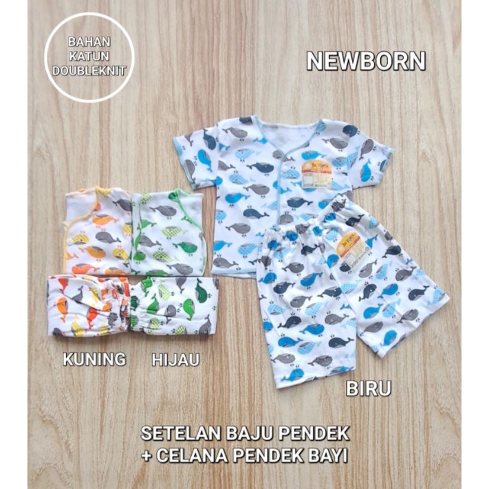 Setelan Baju Bayi pendek Baru Lahir Motif Saffenda Baby SNI