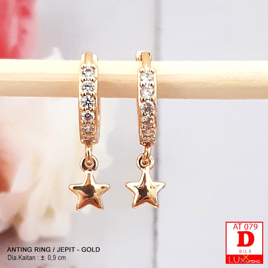 AT 079 Anting Jepit Kombinasi Charm Kupu Love Pita Perhiasan Lapis Emas Imitasi Anting Xuping Merk Meilin Luxx Xuping