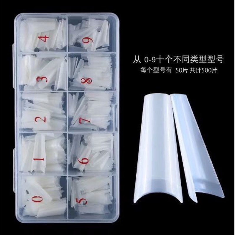 KUKU PALSU FRENCH DENGAN BOX / Nails Acrylic Half French False Nail Art Tips Acrylic UV Gel Manicure Tip / Half Tip Extenton