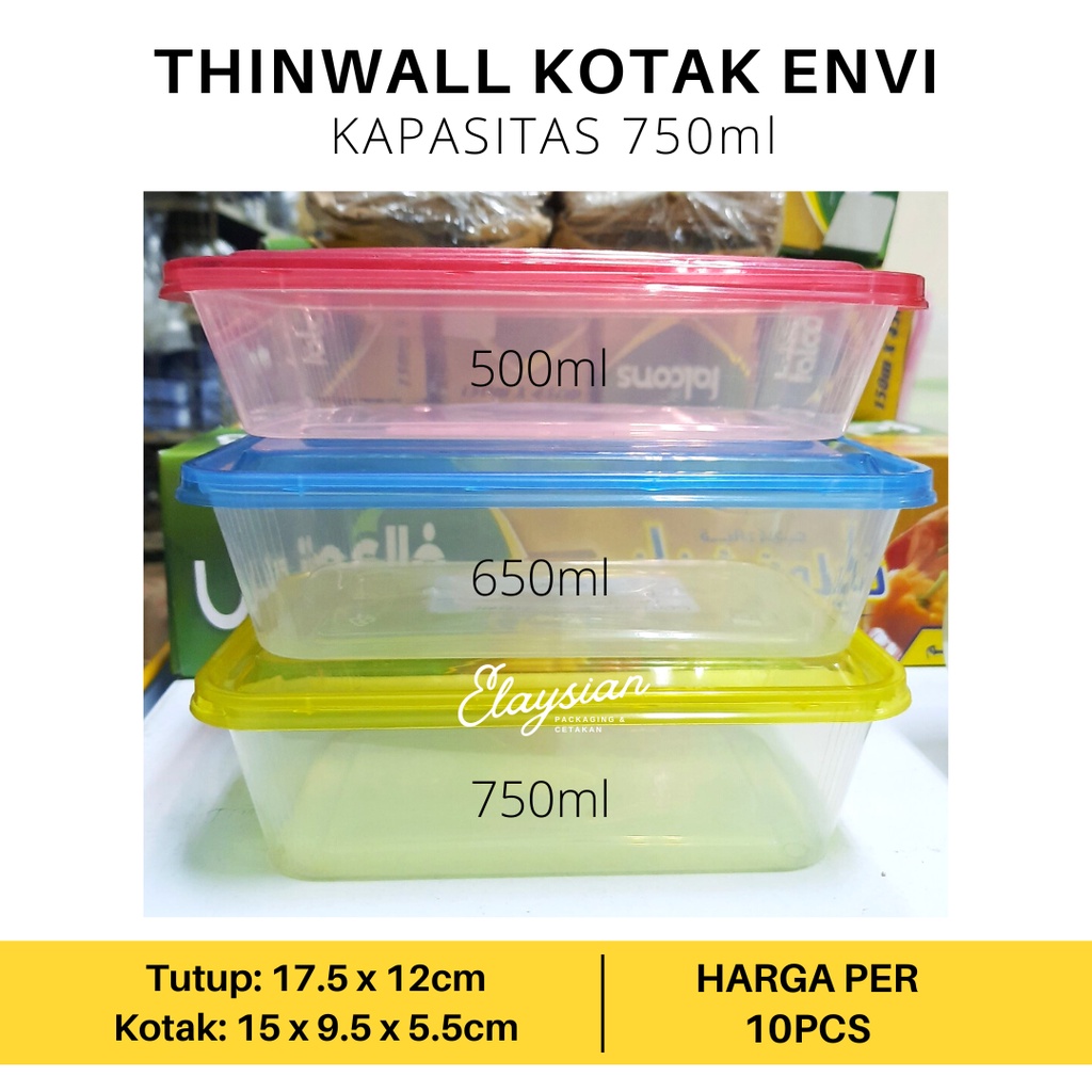 Thinwall 750ml ENVI / Kotak Makan Plastik / Food Container