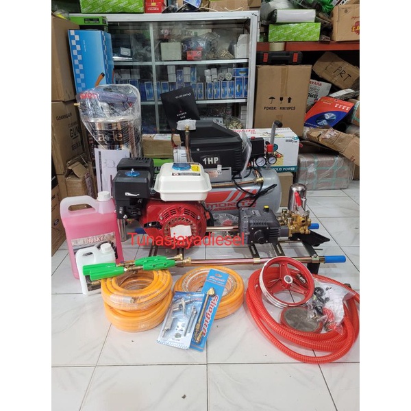 PAKET Steam Bensin  Siap Pakai Kompresor 1Hp