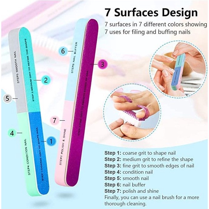 BUFFER 7 STEPS / NAIL ART AMPLAS KUKU / Pengikir Kuku Manicure Pedicure Nail