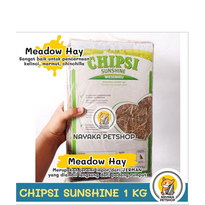 Chipsi Sunshine Compact 1 kg Meadow Hay Rumput Kering Makanan Kelinci Rabbit Pakan Chinchilla Cemilan Marmut Food Grass Guinea Pig