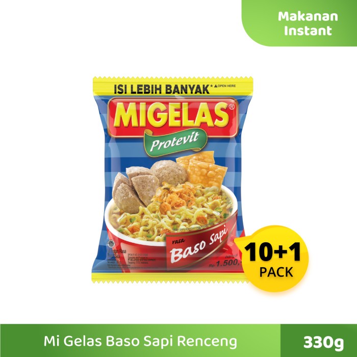 

SALE Mie Instan Migelas Baso Sapi Renceng 10+1