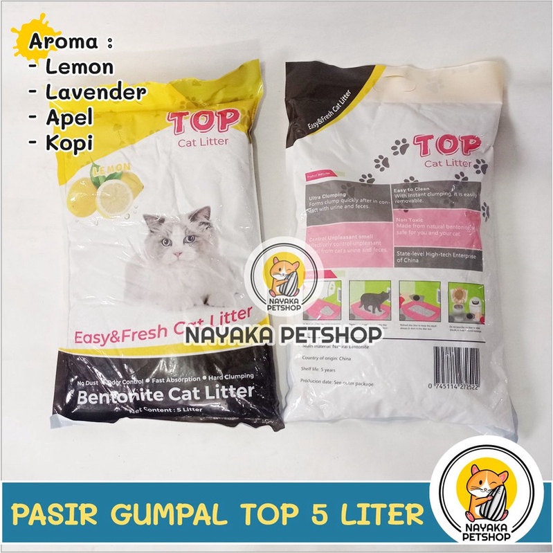 Pasir Kucing Gumpal TOP 5 Liter Wangi Bentonite Cat Litter Pengganti Zeolit