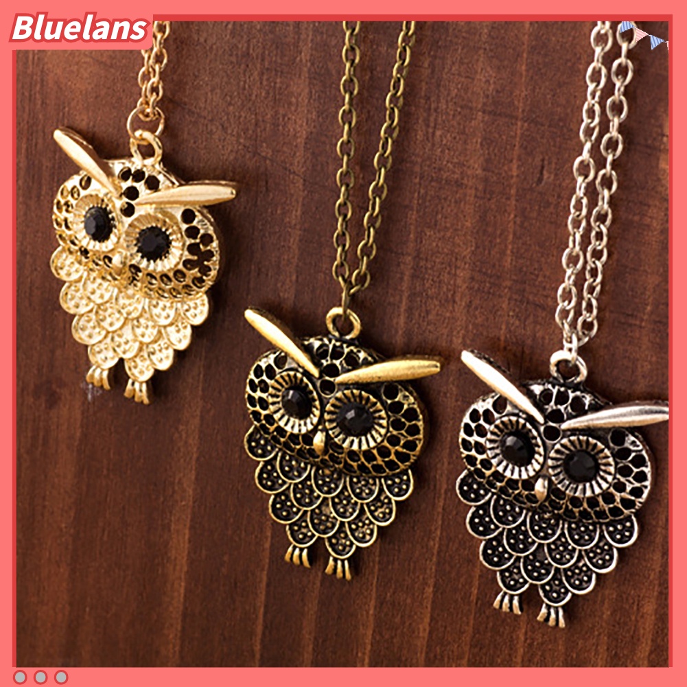 Bluelans Vintage Animal Cute Owl Pendant Long Necklace Sweater Chain Jewelry Party Gift
