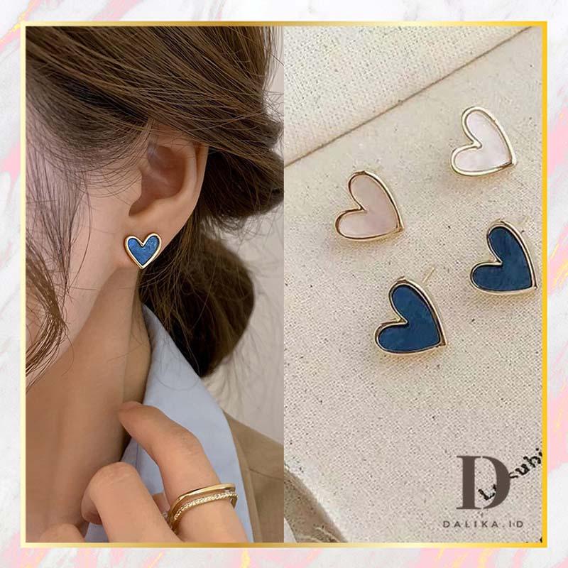 Anting Wanita Hati Love Biru Lucu Mini Korea Fashion Dalika