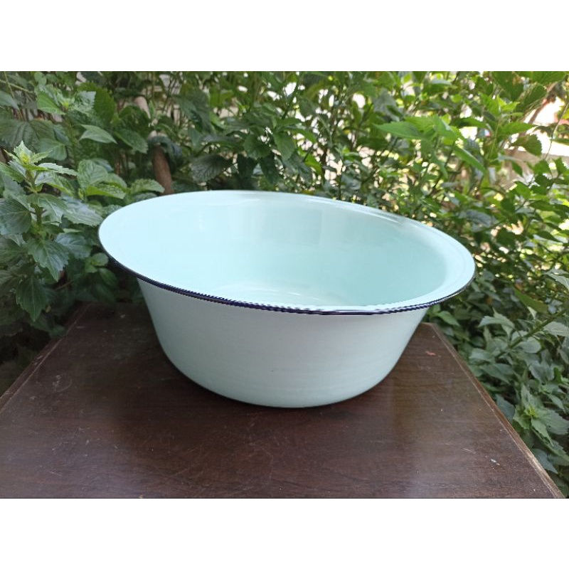 BASKOM WASKOM 40 CM HIJAU BESAR JADUL ENAMEL TIMBANGAN