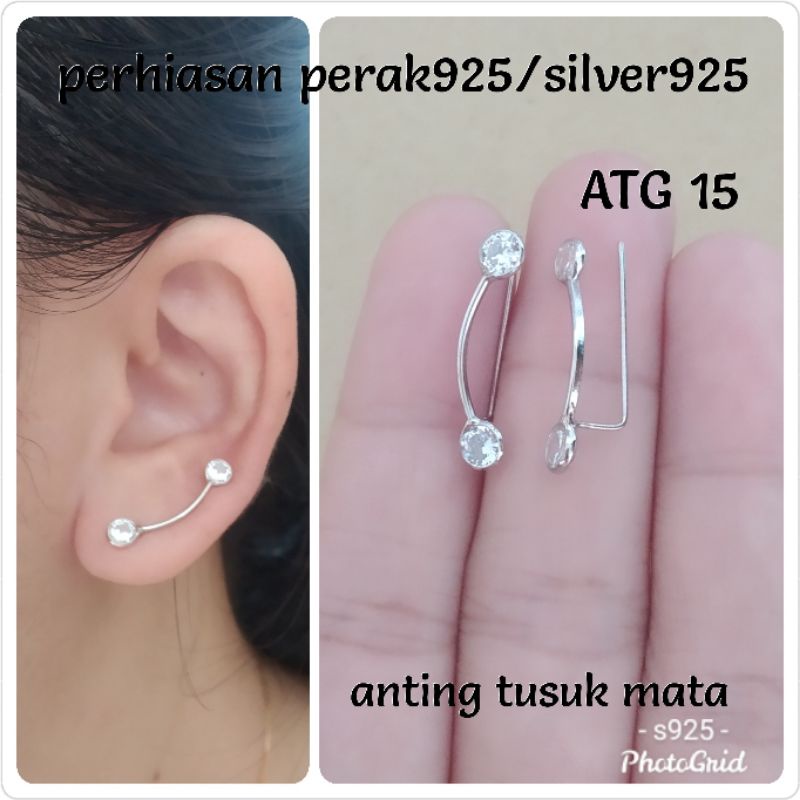 ANTING TUSUK OKEM PERAK ASLI 925 LAPIS MAS PUTIH ATG 15