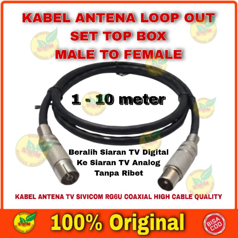 Kabel Antena Loop Out Set top box Male To Female 1-10 meter/Jumper High Cable Quality RG6
