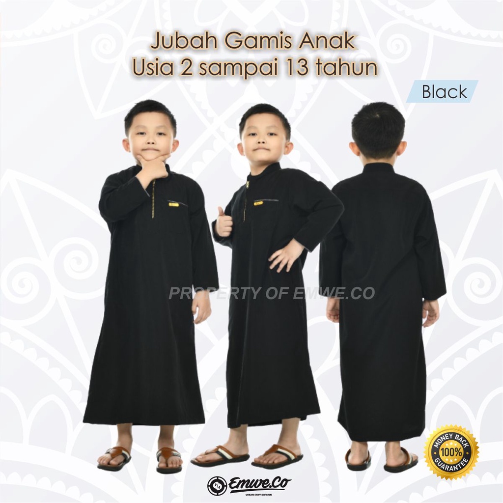 Jubah Anak Laki Laki Motif Polos Gamis Lengan Panjang Untuk Usia 2 Sampai 13 Tahun