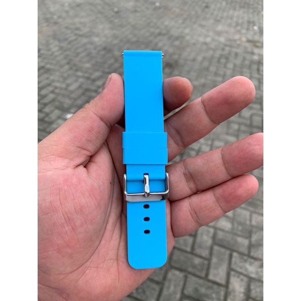 Strap Tali Jam Tangan Silikon biru muda 22mm 9909 new produk