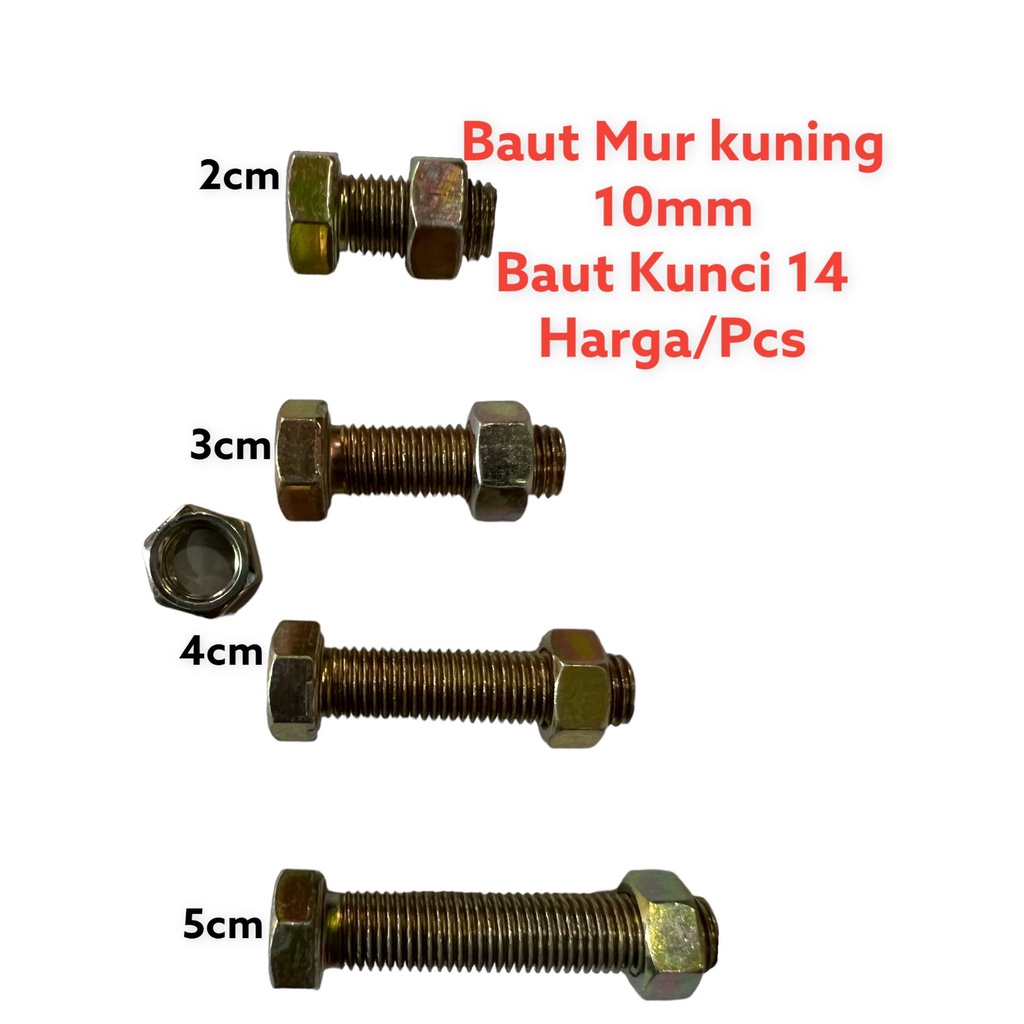 BAUT MUR KUNING 10mm/BAUT KUNCI 14