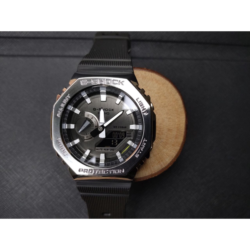 Jam Tangan Casio GShock Pria Wanita G-Shock  GM2100  GM-2100-1A Men Sport Watch Japan Quartz Movement Dual Time Display 200M Water Resistant Shockproof and Waterproof World Time LED Auto Light Sports Wrist Watches