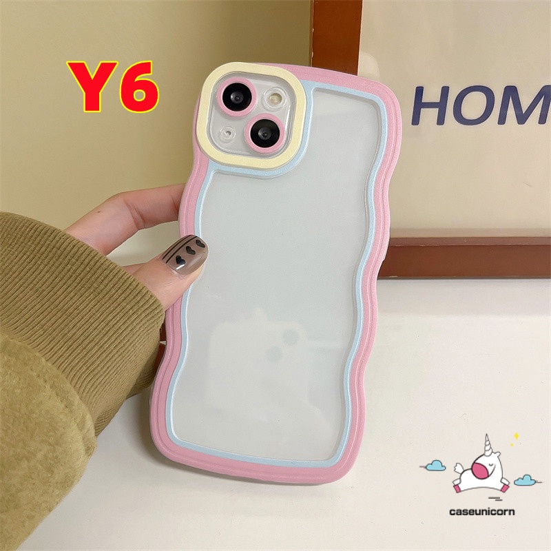 Casing Tepi Bergelombang Simple Realme C55 C53 10 C33 C21Y C12 C15 C11 C25s C35 C25Y C20 C20A C3 Realme 6i 5 5s 5i Macaron Warna Jahitan Kontras Bening Transparan Soft Case