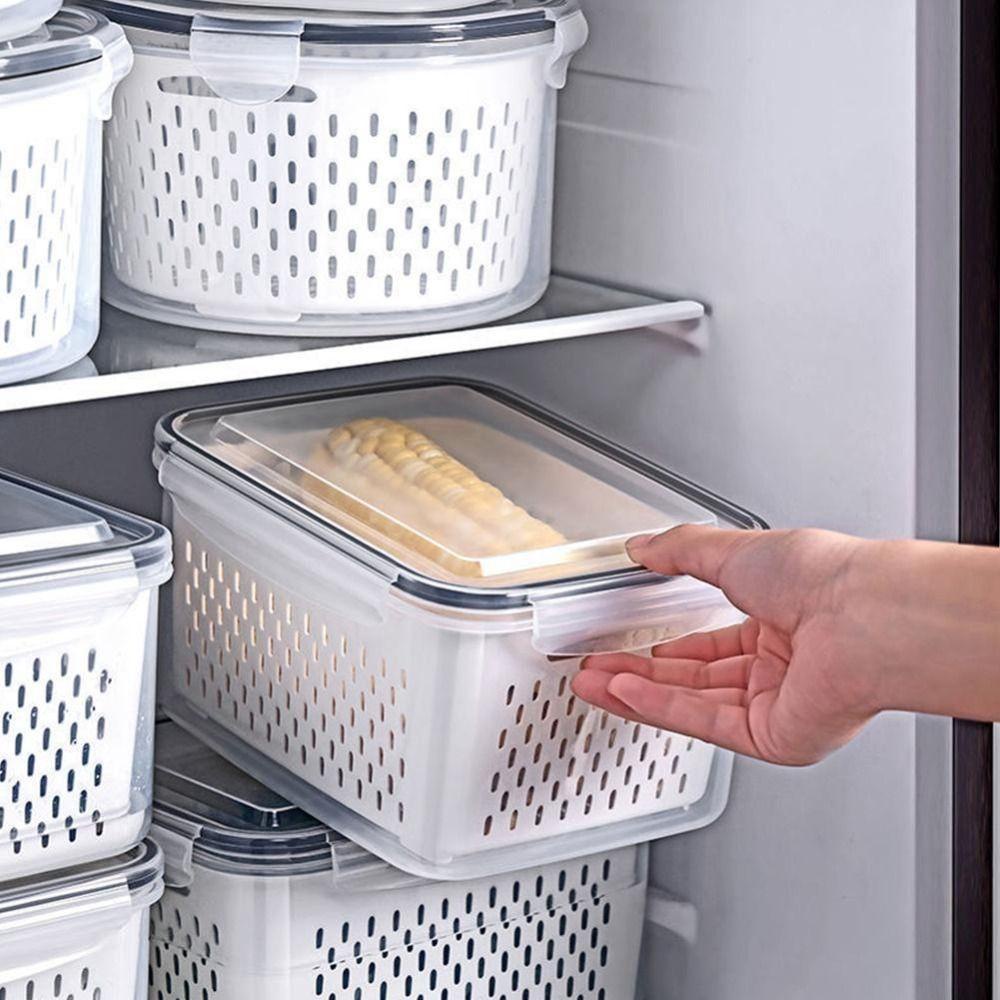 【 ELEGANT 】 Storage Box Portable Plastik Pantry Tempat Sayur Buah Segar Keranjang Makanan Wadah Buah