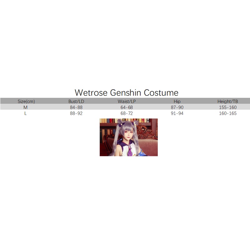 【Wetrose】Genshin Impact Keqing Cosplay Costume Kostum Baju Full Set High Quality, Keqing Wig