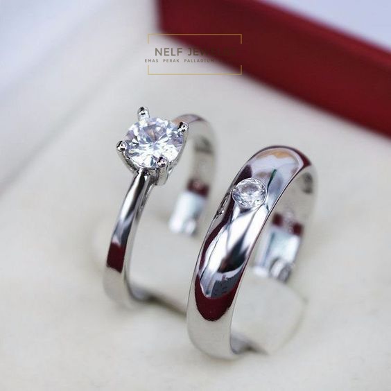 Cincin Kawin Cincin Nikah Cincin Couple Cincin Ukir Nama PALLADIUM EMAS PUTIH P26