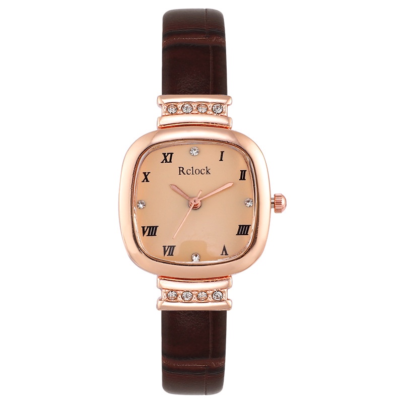 Jam Tangan Wanita A0187 Fashion Square Diamond Inlaid  Quartz Watches