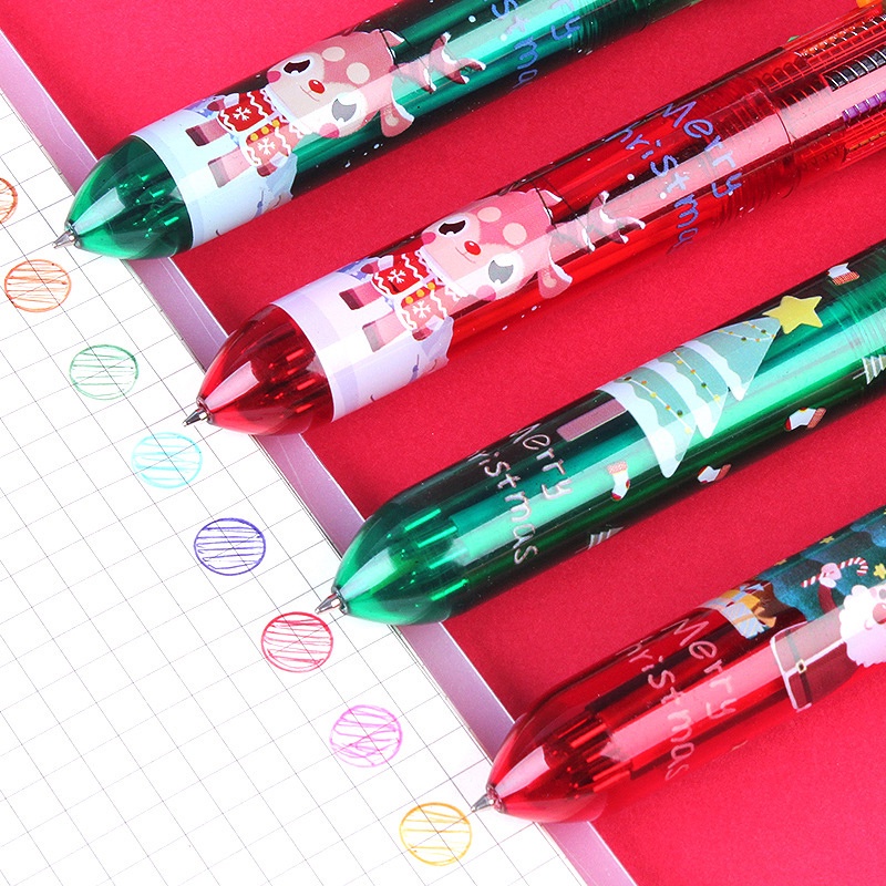 1pc Pulpen Multifungsi Motif Kartun Santa Claus / Pohon Natal / Rusa Warna-Warni Untuk Alat Tulis Sekolah / Kantor