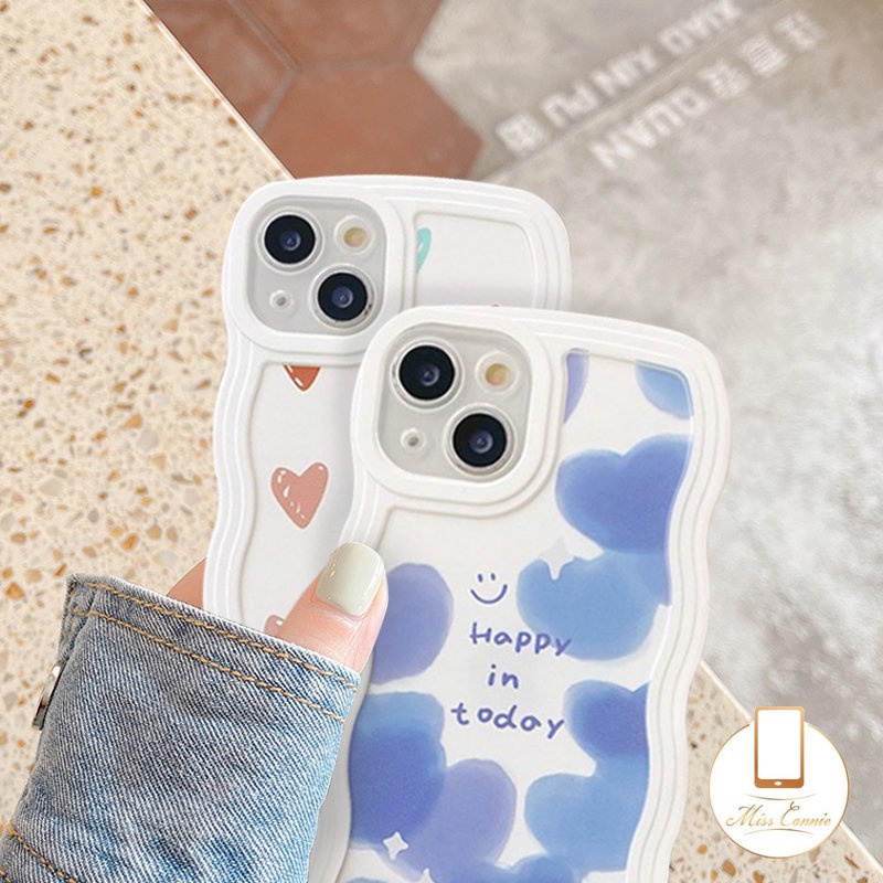 Oppo A57 A17 A78 A95 A15 Reno 8T A12 A5s A55 A96 A77s A54 A1K A3s A16K A16 A53 A9 A5 A74 A16E A76 A15s A7 F9 A16s A12E A52 A33 A72 A35 F9 Wavy Edge Cute Love Hati Lembut Sarung