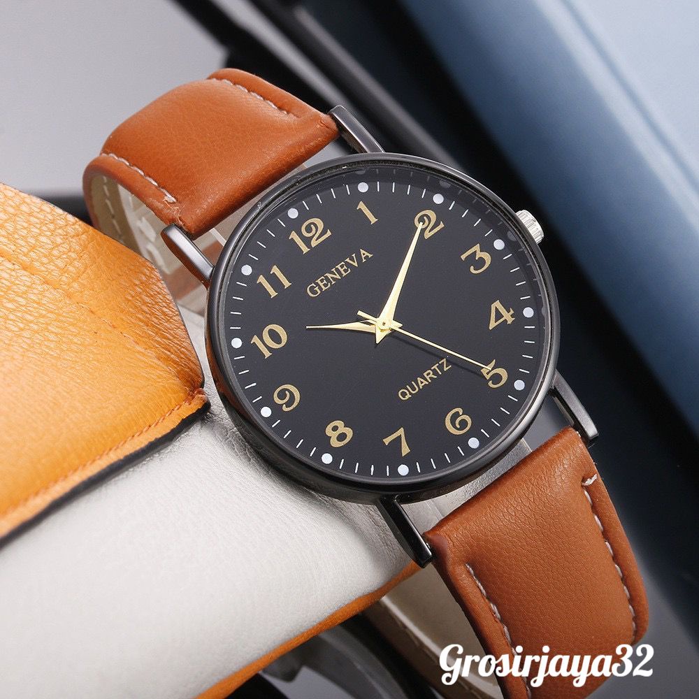 (GROSIRJAYA32) Jam Tangan Geneva Moris Untuk Wanita Dan Pria Casual Analog Quartz Strap Pu Leather Import