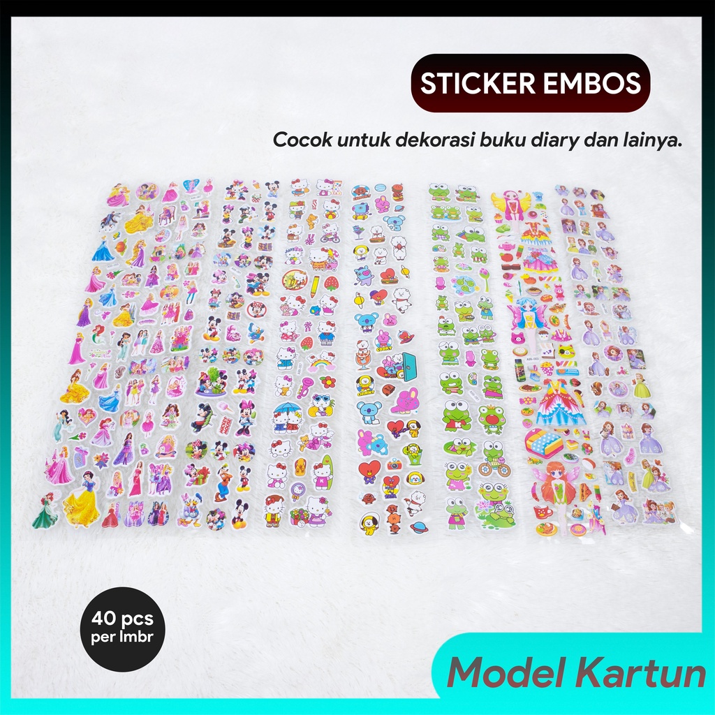 Jual Sticker Embos Gambar Kartun Lucu Dekorasi Diary | Shopee Indonesia