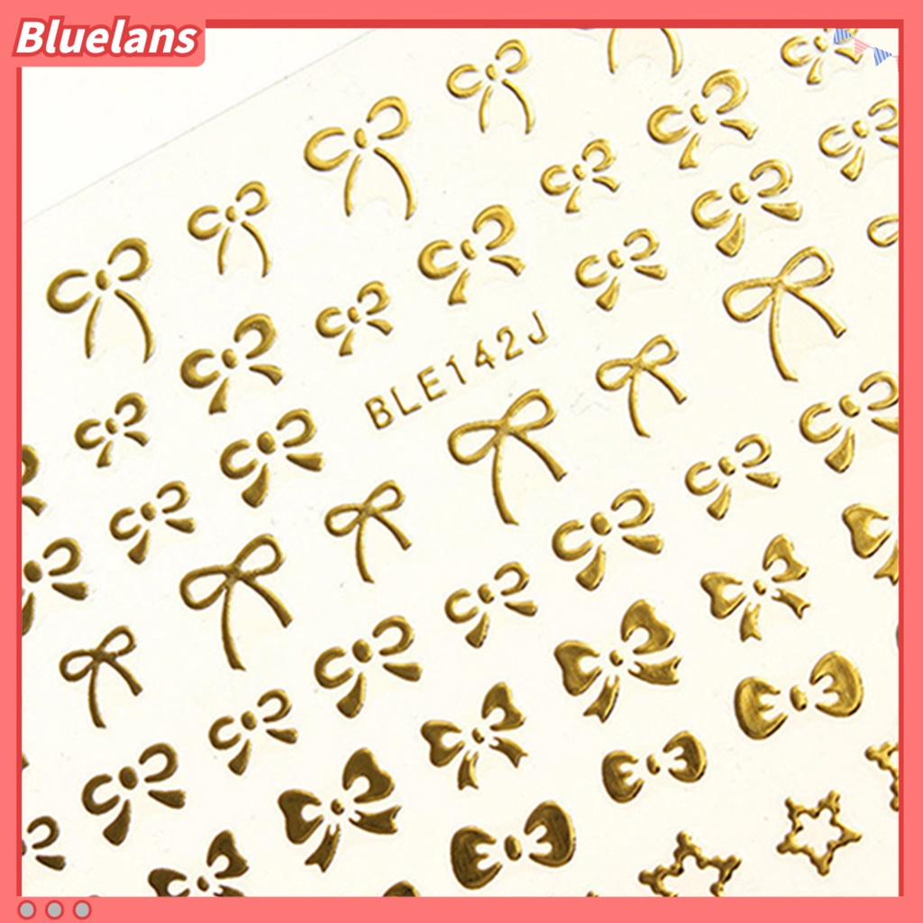 [Bayar Di Tempat][bluelans] Stiker Nail Art Manicure DIY Bentuk Pita / Hati 3D