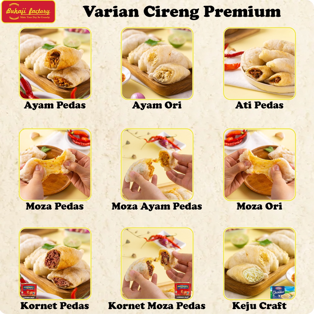 Cireng Isi Ayam Suwir Premium Rasa Original &amp; Pedas by Buhaji Factory khas Bandung