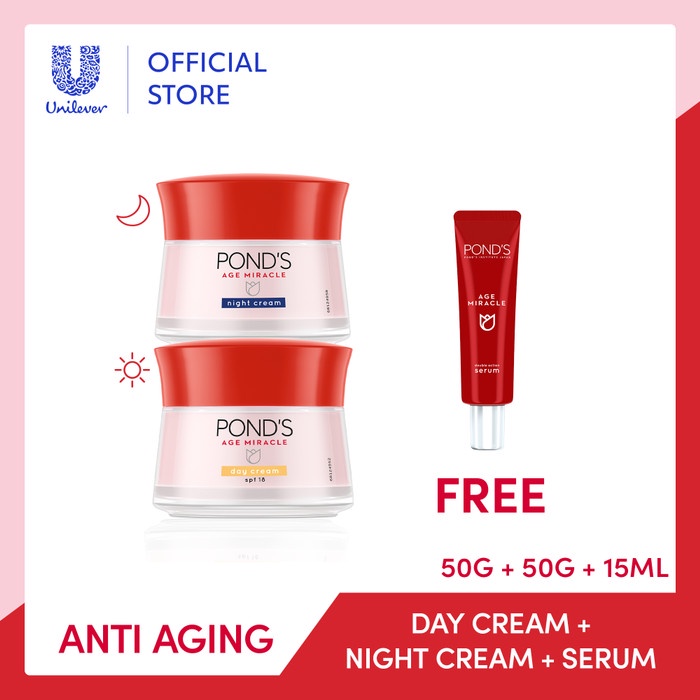 Ponds Age Miracle Day Cream Moisturizer Youthful Glow + Night 50gr