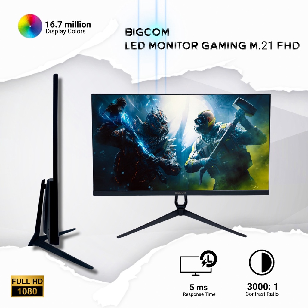 PROMO MURAH !!! BIGCOM LED Monitor 21.5 Inchi 1080p 75Hz Port HDMI VGA