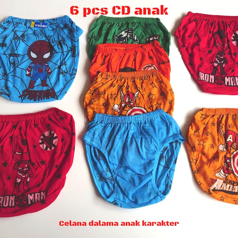 Celana dalam anak laki-laki karakter isi 6 pcs