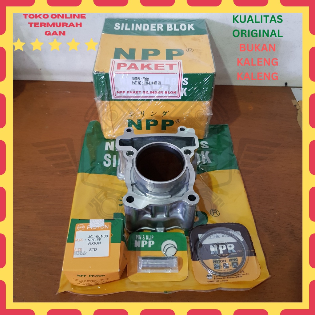 PAKET BLOK BORING SEHER PISTON SET VIXION OLD 3C1 NPP ORIGINAL TERMURAH AWET ANTI NGEBUL