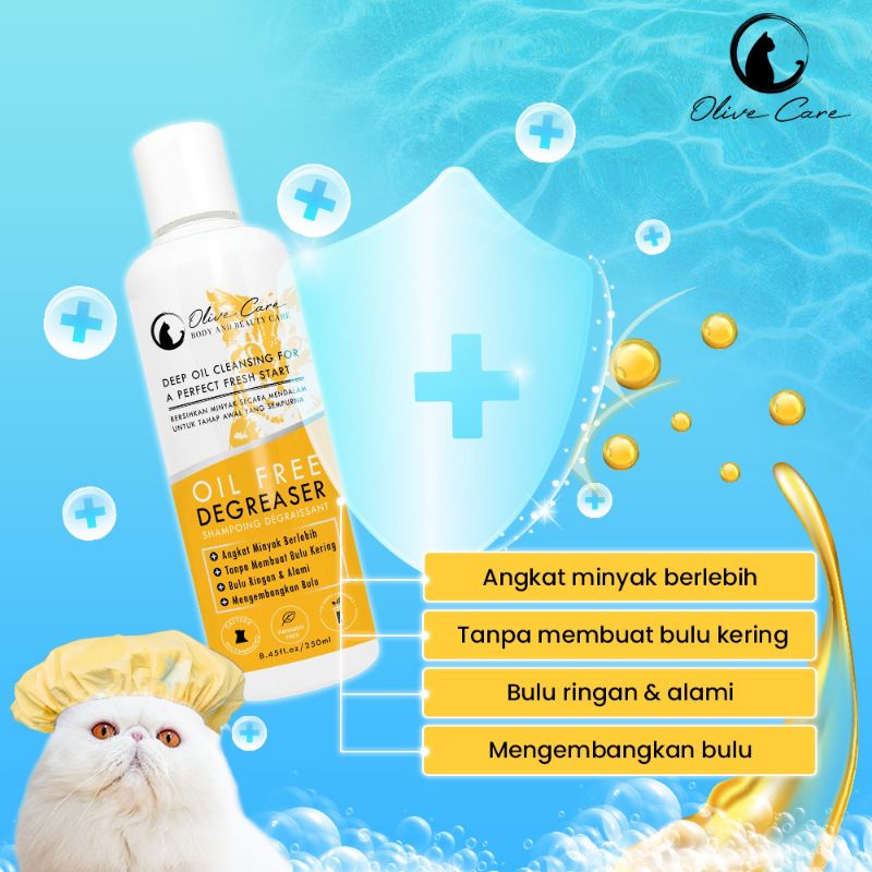 Shampoo Kucing Olive Care Degreaser Angkat Minyak Tanpa Mebuat Bulu Kering Sehat Berkilau