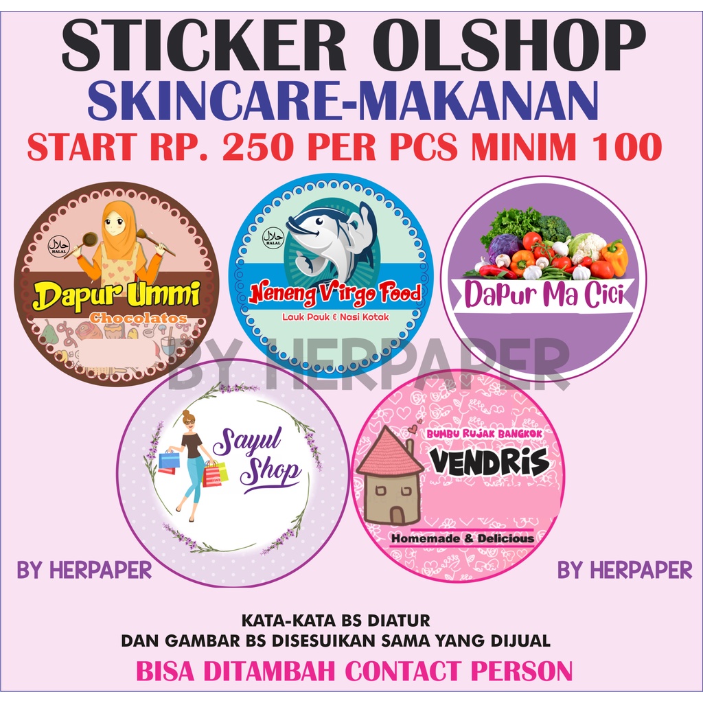 

(TERMURAH). STIKER MAKANAN. logo produk/label kue.Logo makanan/logo olshop. logo cookies lebaran