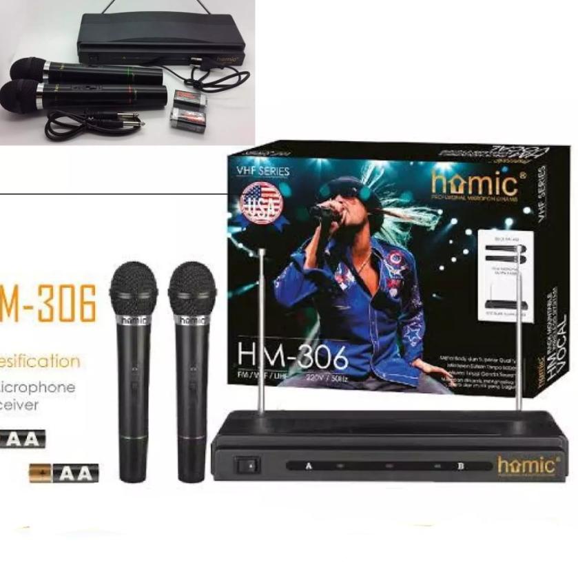 Super Laris--COD MIC WIRELESS HOMIC HM-306 Microphone Double Wireless//MIC WIRELESS//MIC KARAOKE//MI