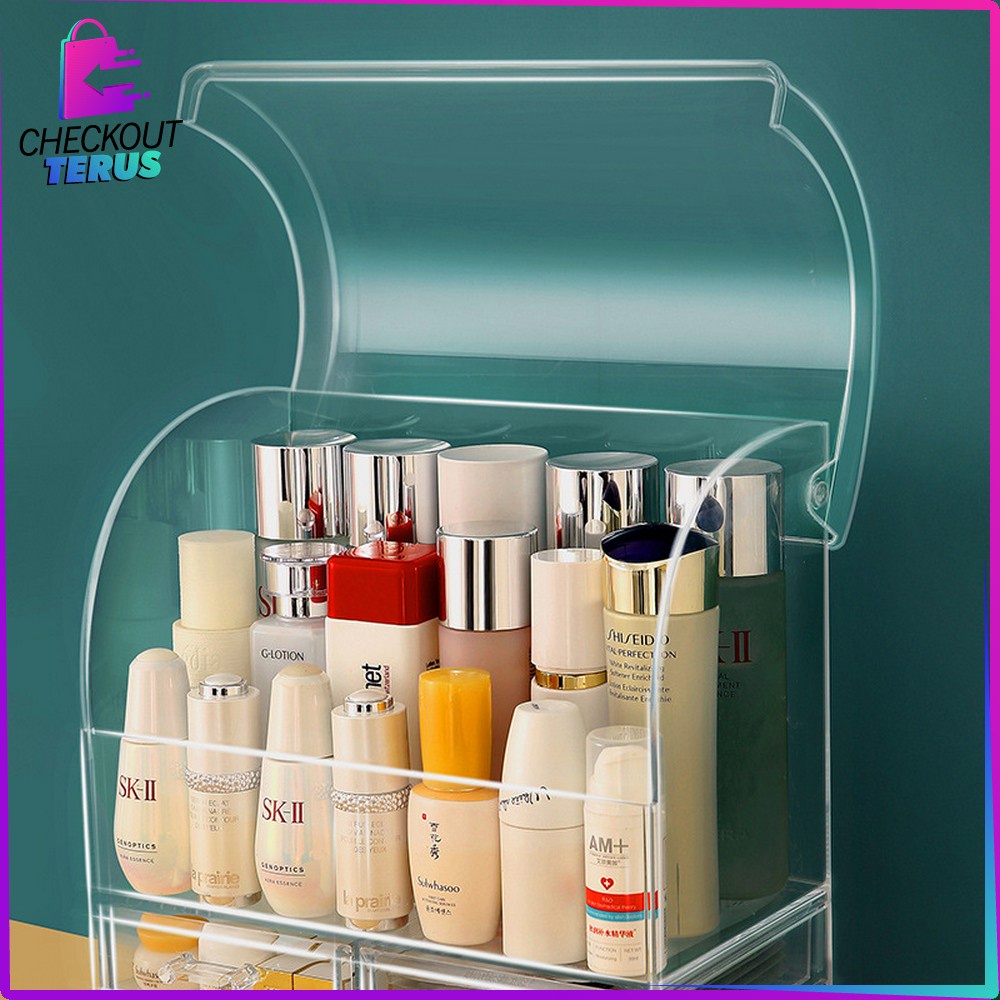 CT K132 Rak Kosmetik Dengan Laci Anti Debu Tempat Make Up Skincare Rak Akrilik Multifungsi Storage Organizer Drawer Cosmetic