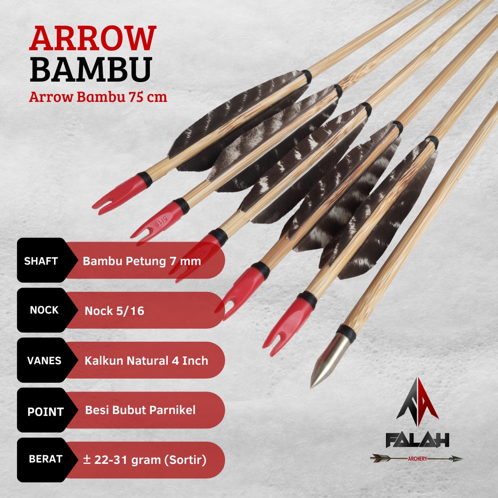 Arrow Bambu Petung Vanes Natural / Arrow Bambu Petung / Arrow Bambu Vanes Kalkun / Arrow Bambu Petun