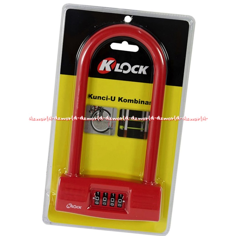 K-Lock Gembok Kombinasi Kunci U 30cm Hitam Merah Alat Pengunci Motor Sepeda Gembok Ikat Ke Tiang dengan Nomer Klock K Lock U Key Combination Padlock Rantai Tiang