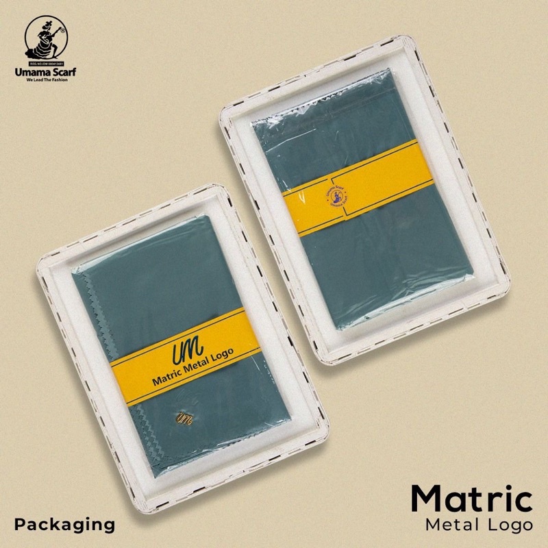 SEGIEMPAT MATRIC METAL LOGO UMAMA SCARF / SQUARE POLOS VOAL MURAH PLAT BESI