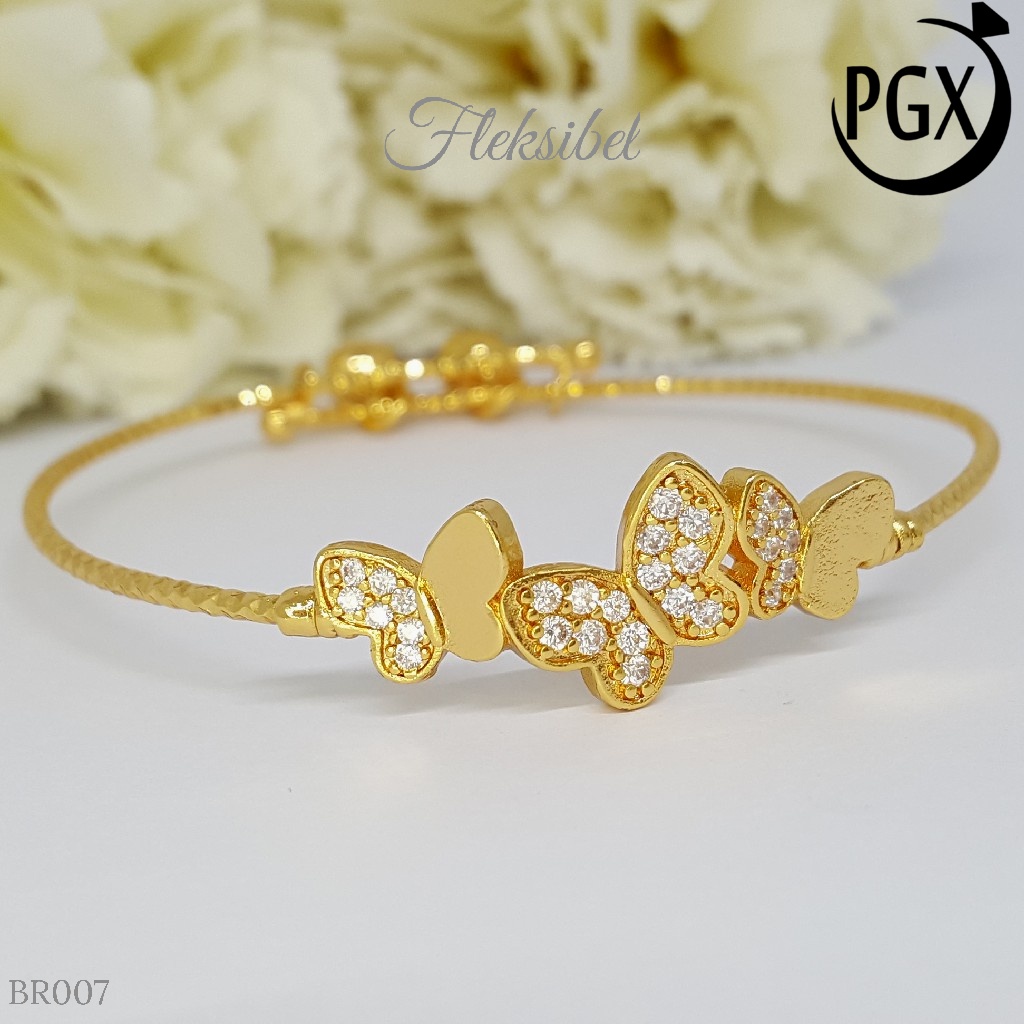 PGX Gelang Bangle Fleksibel Perhiasan Xuping Lapis Emas - BR007