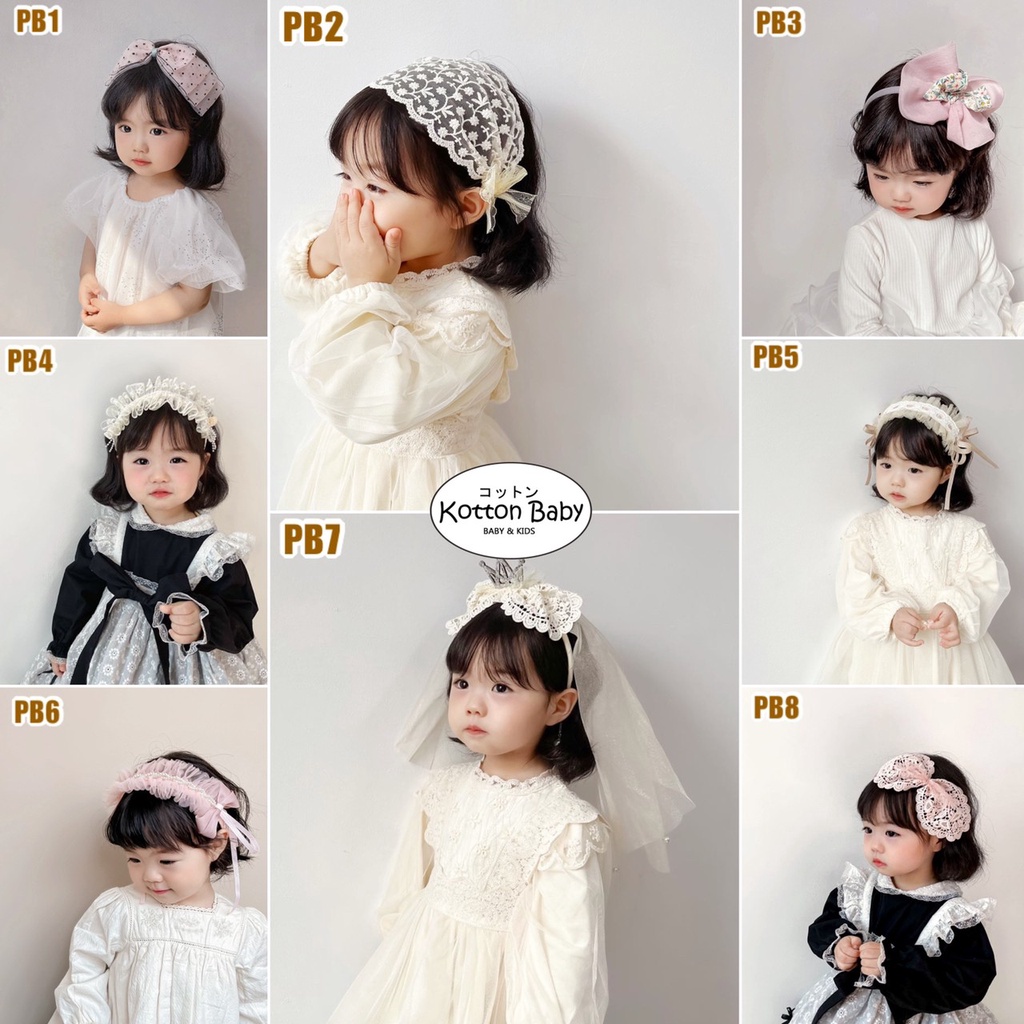 Bando Lace Princess Anak Bow | Mahkota Bandana Pita Rambut Aksesoris Kepala | premium import perempuan catalog WGEP PB